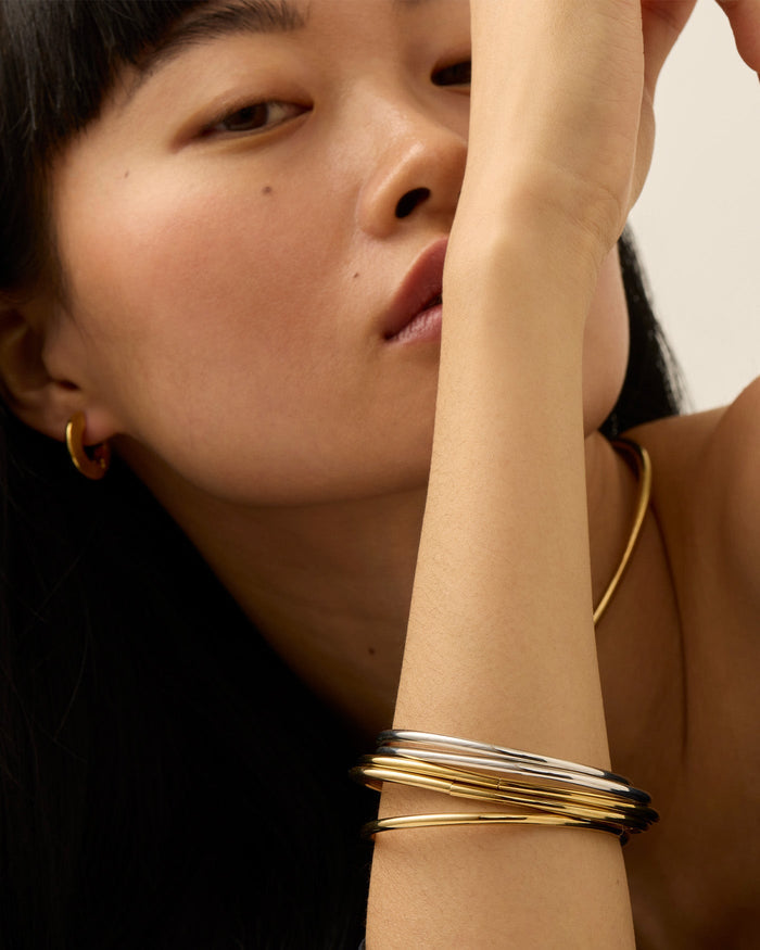 Jenny Bird Dane Bangle Set 5-Pack - Two-Tone 7" available at Barbara Katz