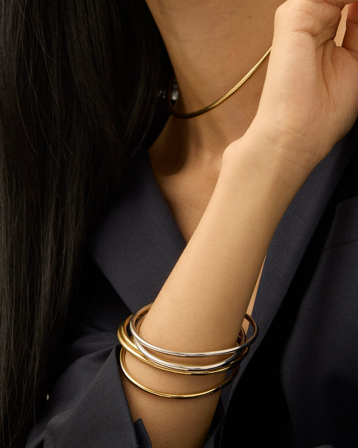 Jenny Bird Dane Bangle Set 5-Pack - Two-Tone 7" available at Barbara Katz