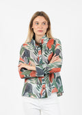 Terra Abstract Tropical Leaf Blouse in Green Olive available at Barbara Katz