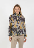 Terra Abstract Tropical Leaf Blouse in Midnight available at Barbara Katz