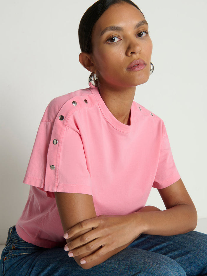 Nation Los Angeles Ada Button Tee in Quartz available at Barbara Katz