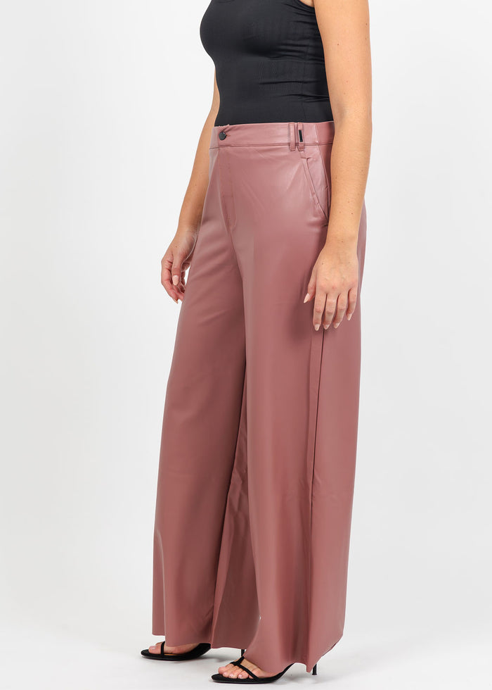 Lysse Ada Pull-On Transeasonal Vegan Leather Trouser in Antique Rose available at Barbara Katz