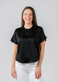 Simkhai Addy Short Sleeve Knit Back T- Shirt in Black available at Barbara Katz