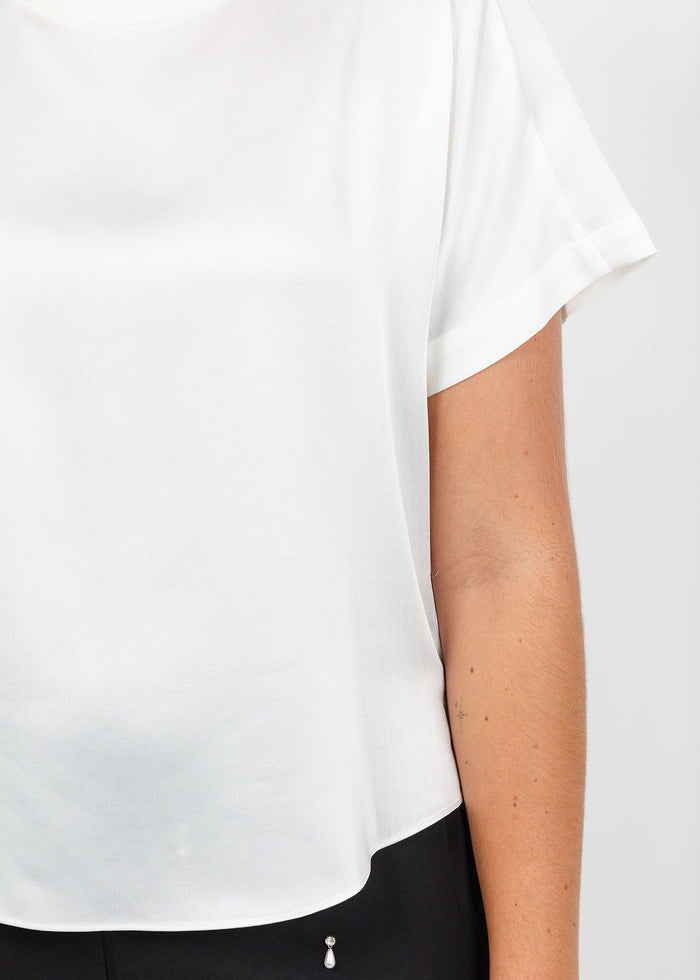 Simkhai Addy Short Sleeve Knit Back T- Shirt in White available at Barbara Katz