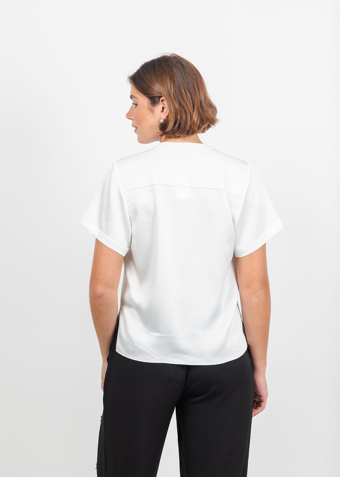 Simkhai Addy Short Sleeve Knit Back T- Shirt in White available at Barbara Katz