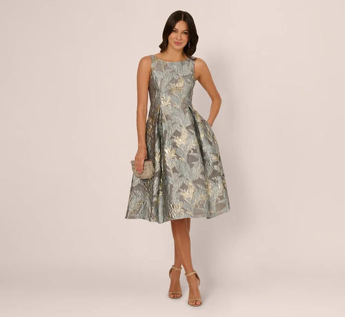 Adrianna Papell Tea Length Jacquard Dress AP1E211199