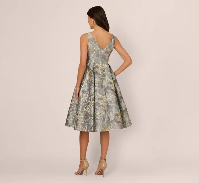 Adrianna Papell Tea Length Jacquard Dress AP1E211199