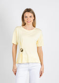 Leo & Ugo Aisha Brooch Tee in Yellow available at Barbara Katz