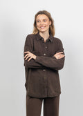 Z Supply All Day Knit Denim Jacket in Dark Chocolate available at Barbara Katz