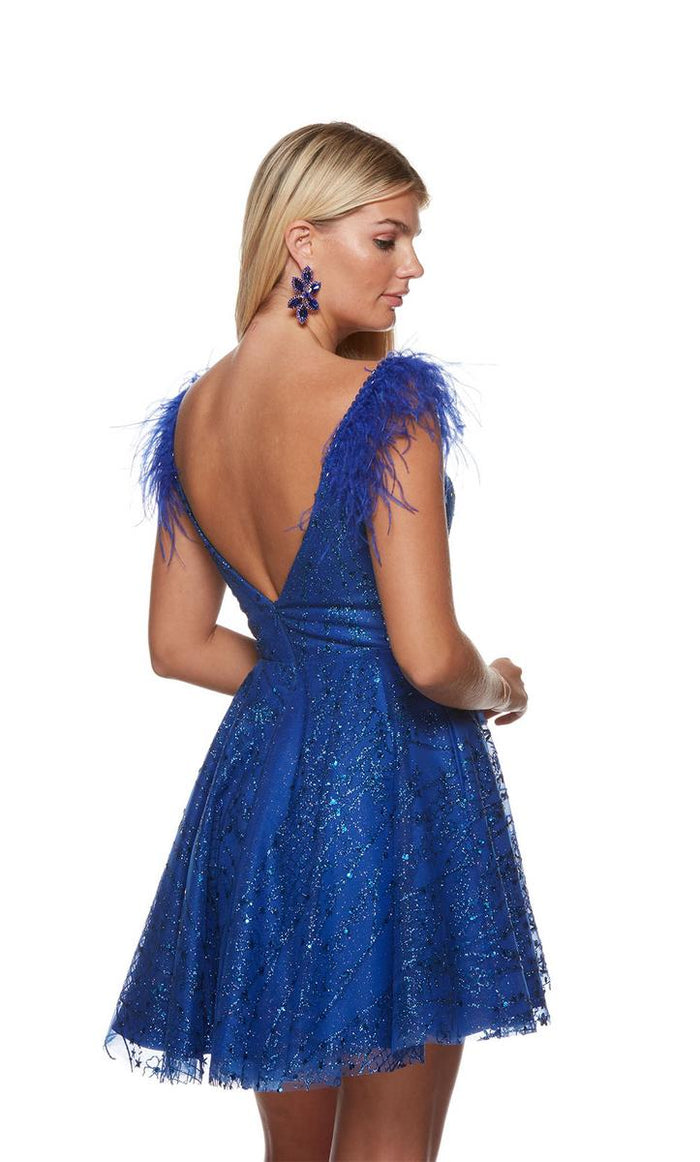 Alyce Paris A-Line Feather Homecoming Dress 3151