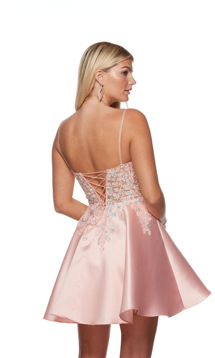 Alyce Paris Illusion Lace Homecoming Dress 3131