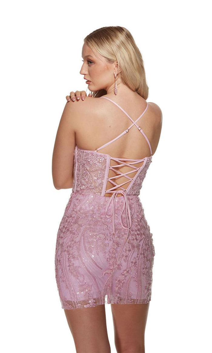 Alyce Paris Plunging Lace Corset HoCo Dress 4813