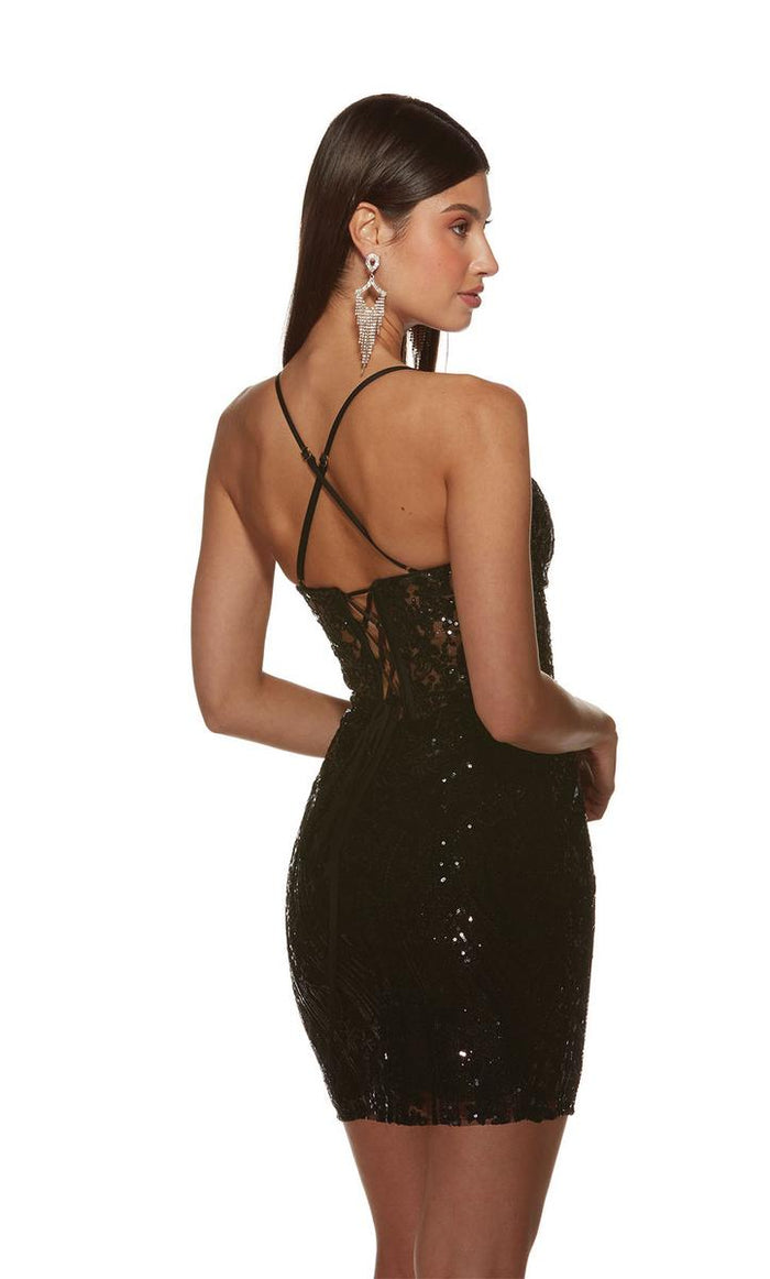 Alyce Paris Plunging Lace Corset HoCo Dress 4813