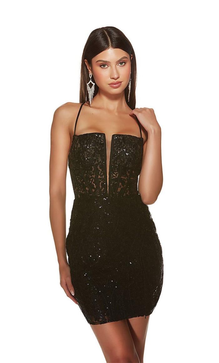 Alyce Paris Plunging Lace Corset HoCo Dress 4813