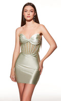 Alyce Paris Satin Beaded Corset Mini HoCo Dress 40054