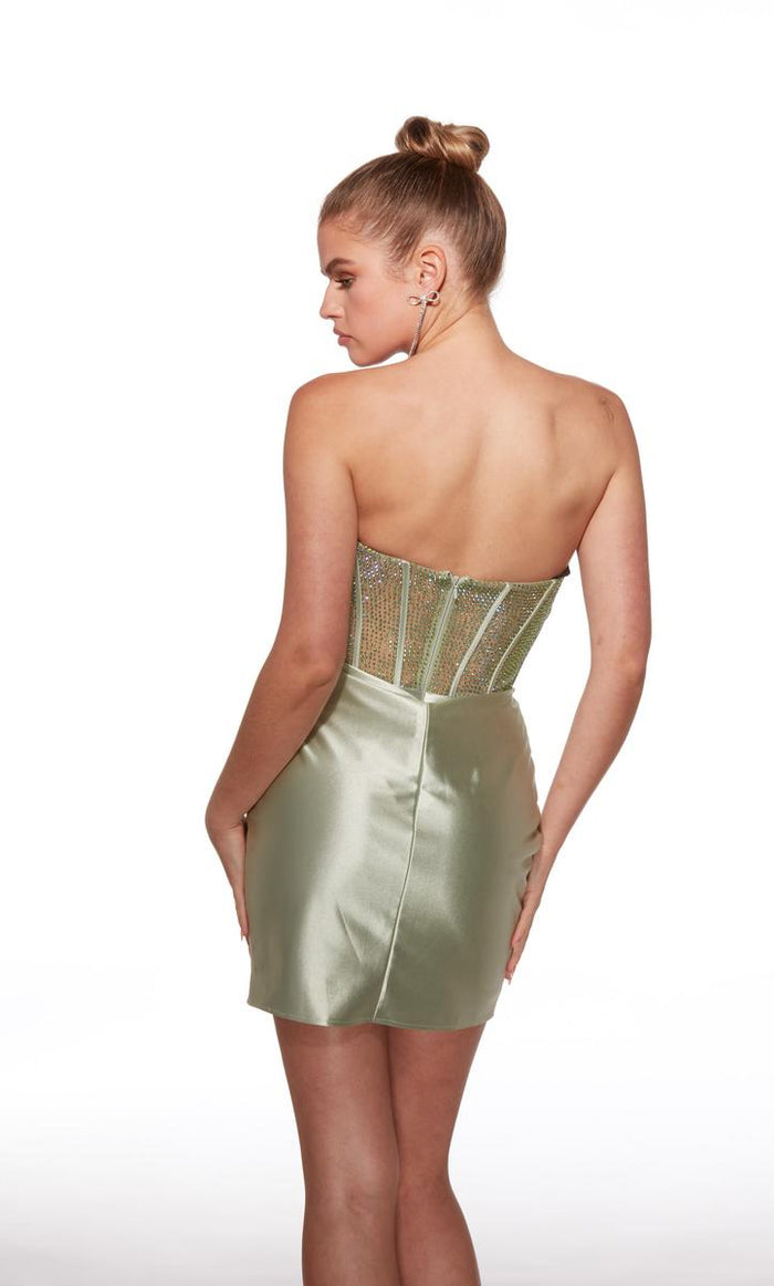 Alyce Paris Satin Beaded Corset Mini HoCo Dress 40054