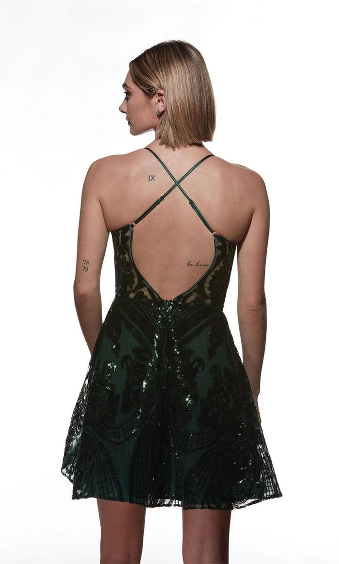 Alyce Paris Sequin A-Line Homecoming Dress 3775