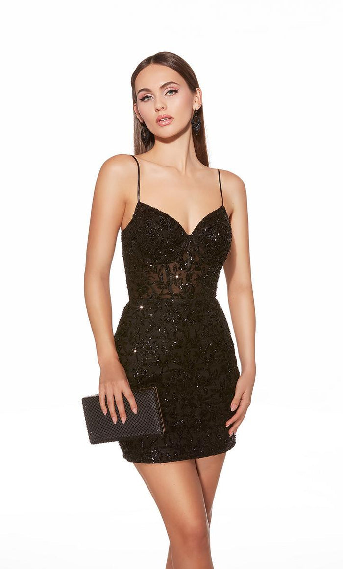Alyce Paris Sequin Lace HoCo Mini Dress 40131