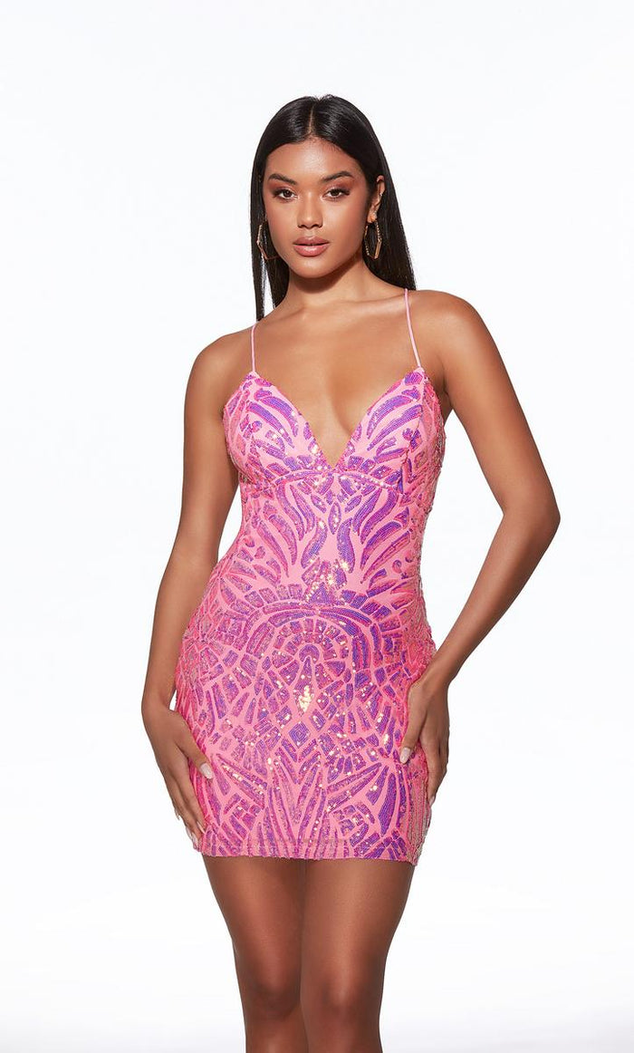 Alyce Paris Sequin Lace-Up Back Dress 40082