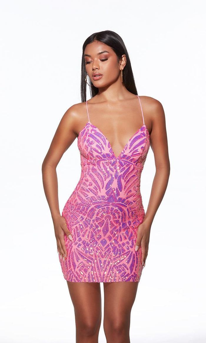 Alyce Paris Sequin Lace-Up Back Dress 40082
