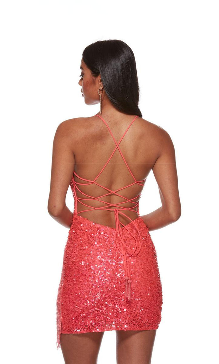 Alyce Paris Side Fringe Sequin Homecoming Dress 4624