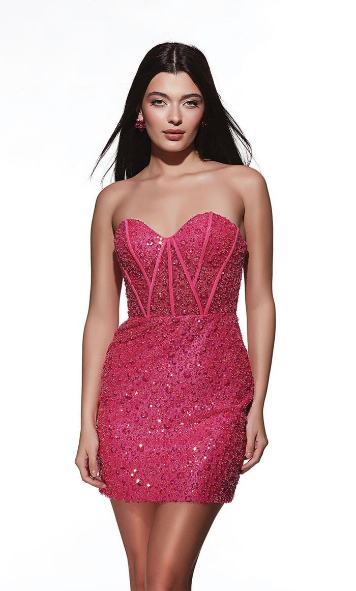 Alyce Paris Sparkly Beaded Homecoming Dress 4825