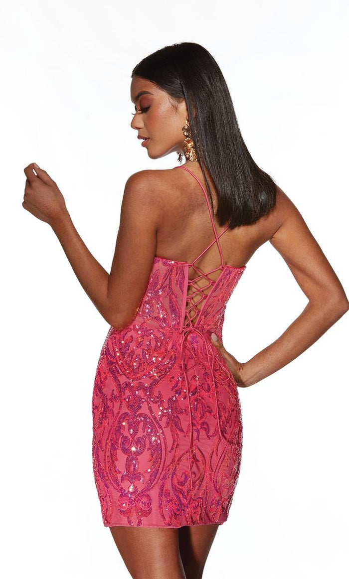 Alyce Paris V-Neck Sequin Homecoming Dress 4900