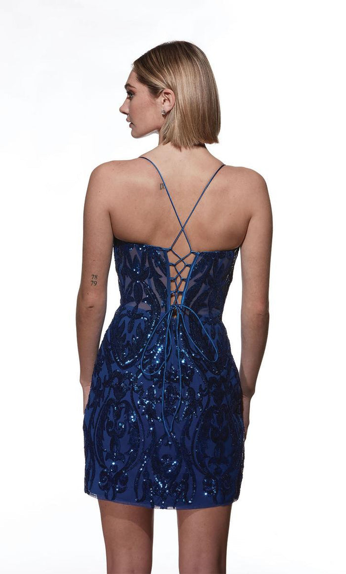 Alyce Paris V-Neck Sequin Homecoming Dress 4900