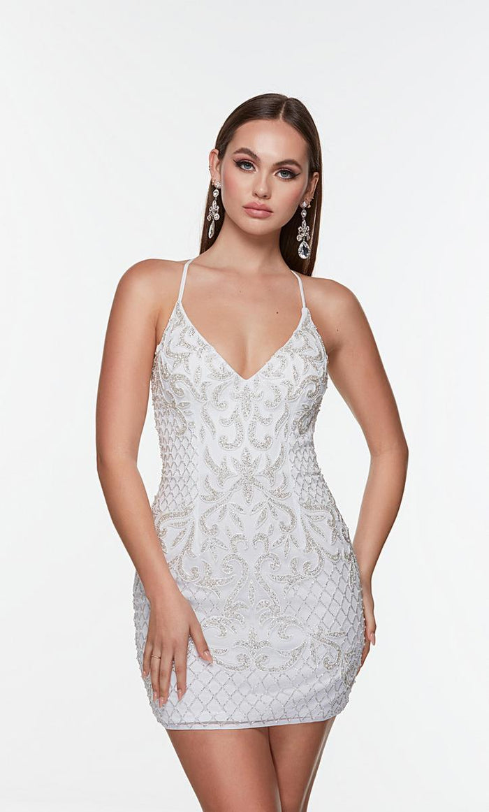 Alyce Paris V-Neck Strappy Back HoCo Dress 4506