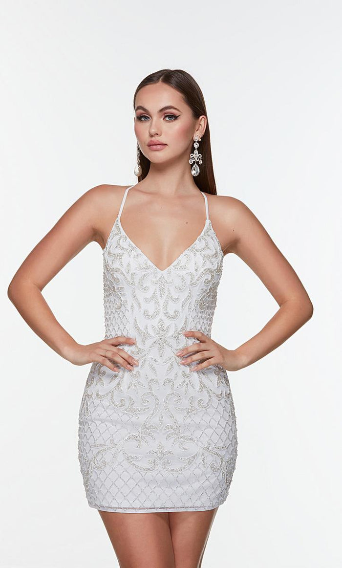 Alyce Paris V-Neck Strappy Back HoCo Dress 4506