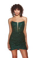 Alyce Plunging Illusion Sequin Homecoming Dress 4827