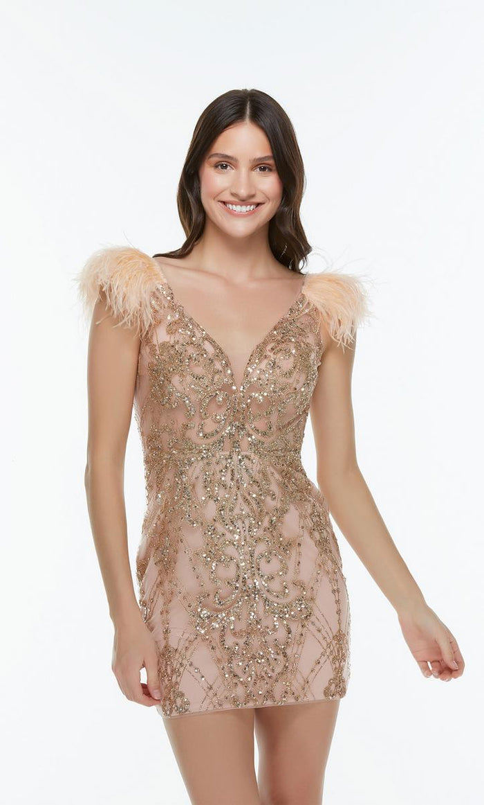 Alyce Short Feather Dress 4501