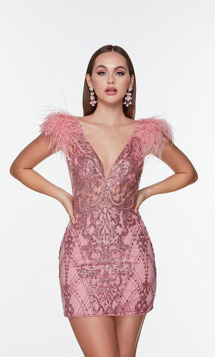 Alyce Short Feather Dress 4501
