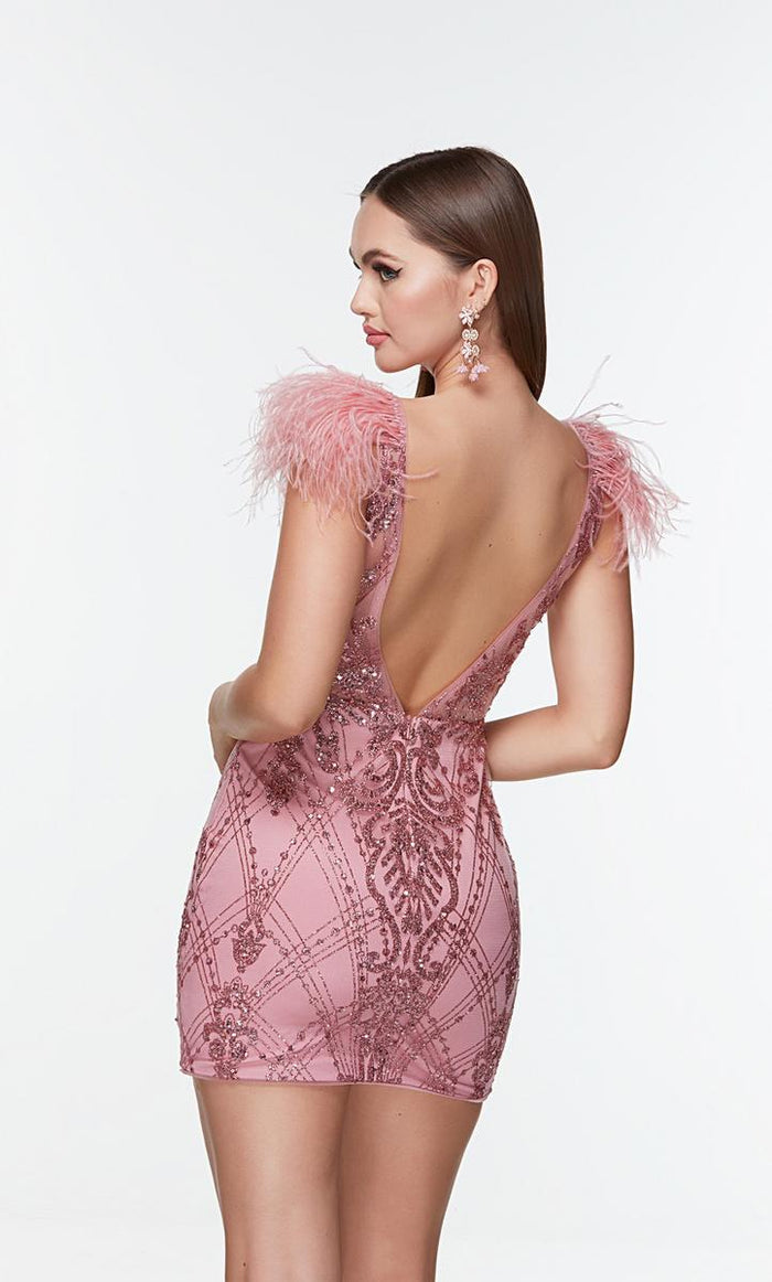 Alyce Short Feather Dress 4501