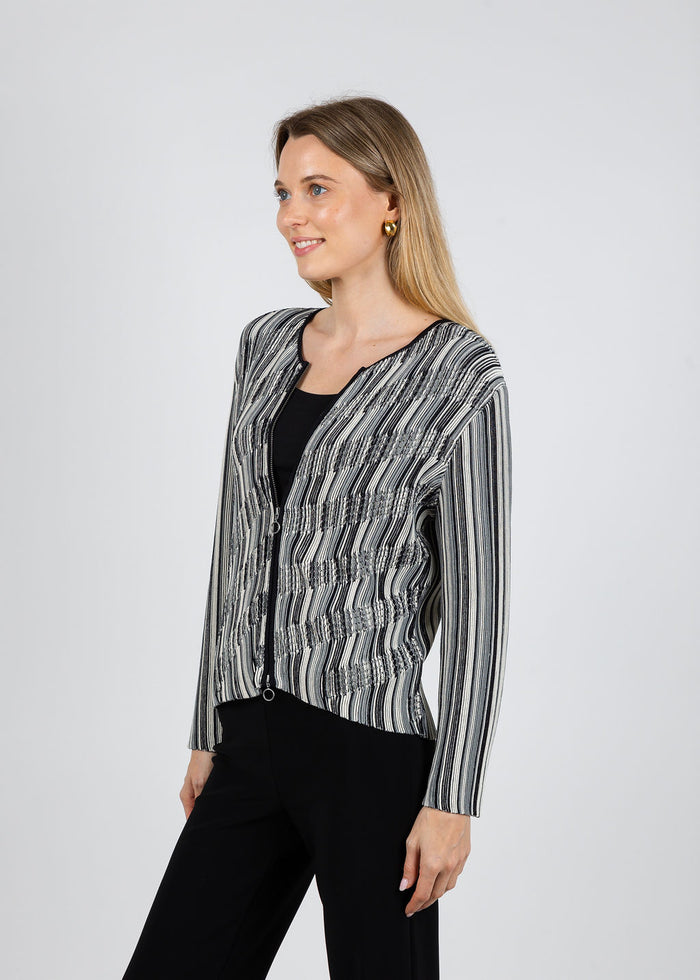 Aldomartins Angela Zip-Up Cardigan in Black available at Barbara Katz