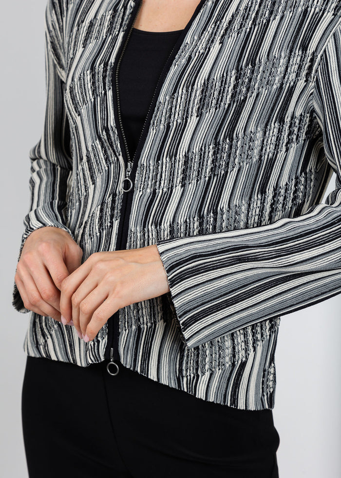Aldomartins Angela Zip-Up Cardigan in Black available at Barbara Katz