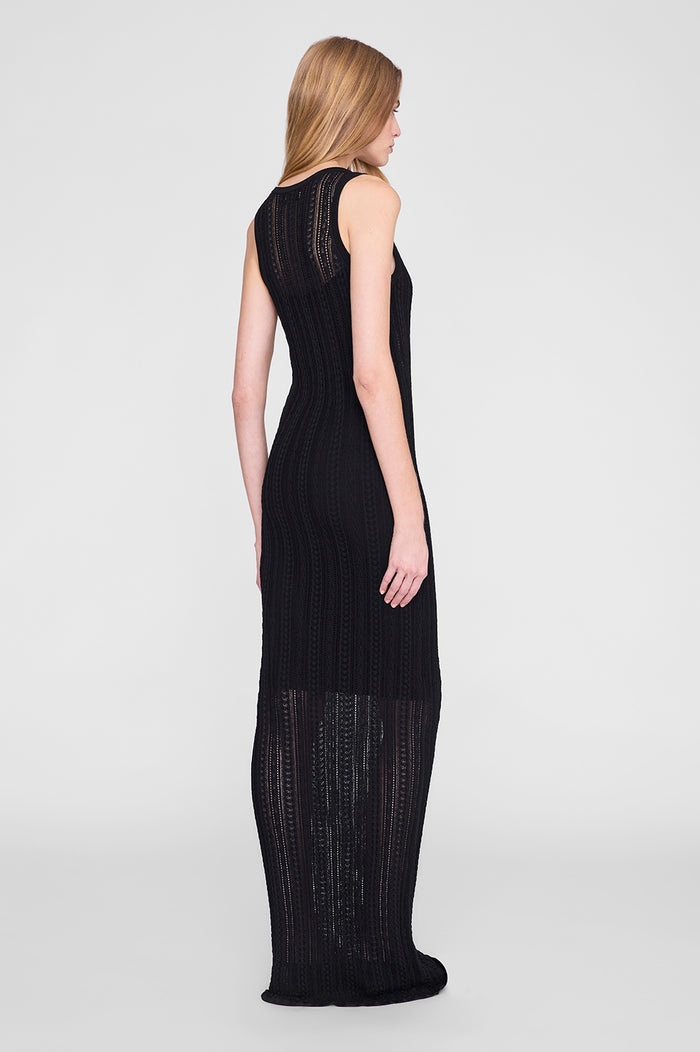 ANINE BING Arie Long Dress - Black - on model back