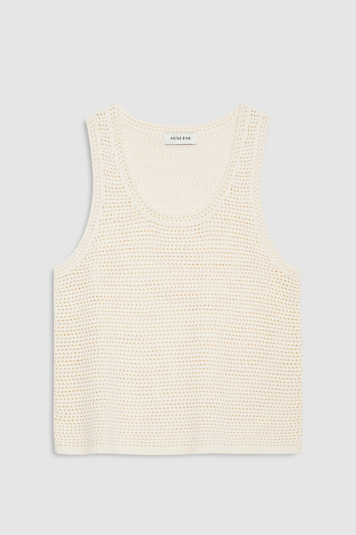 ANINE BING Arie Tank - Ivory - front view