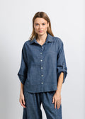 Nally & Millie Ariel Button Down Shirt in Chambray available at Barbara Katz