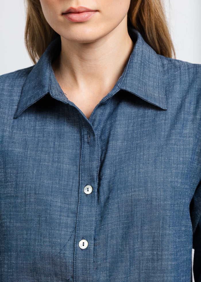 Nally & Millie Ariel Button Down Shirt in Chambray available at Barbara Katz