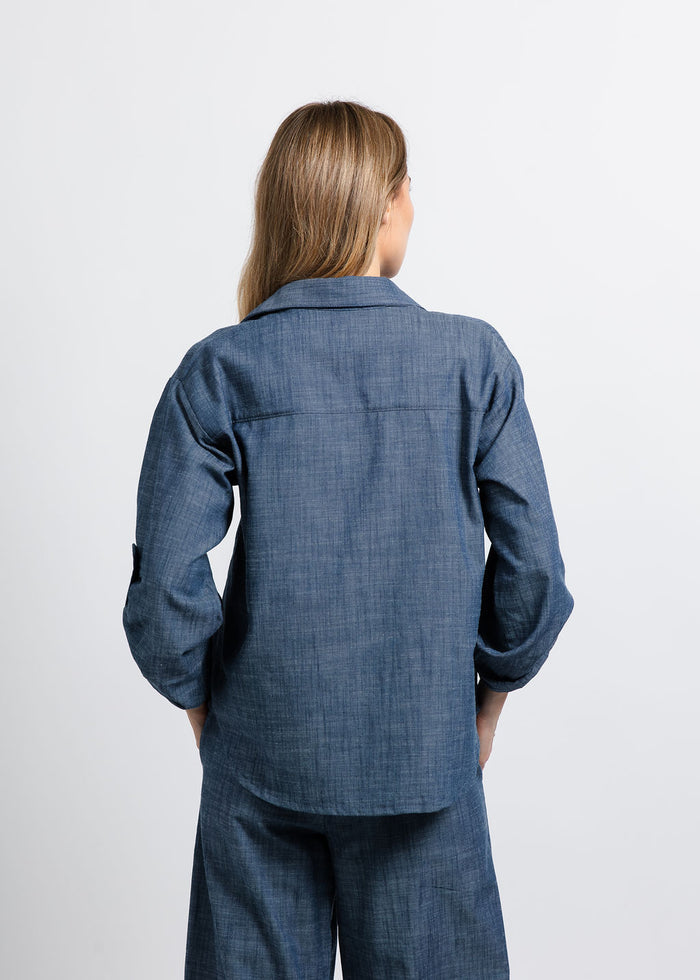 Nally & Millie Ariel Button Down Shirt in Chambray available at Barbara Katz