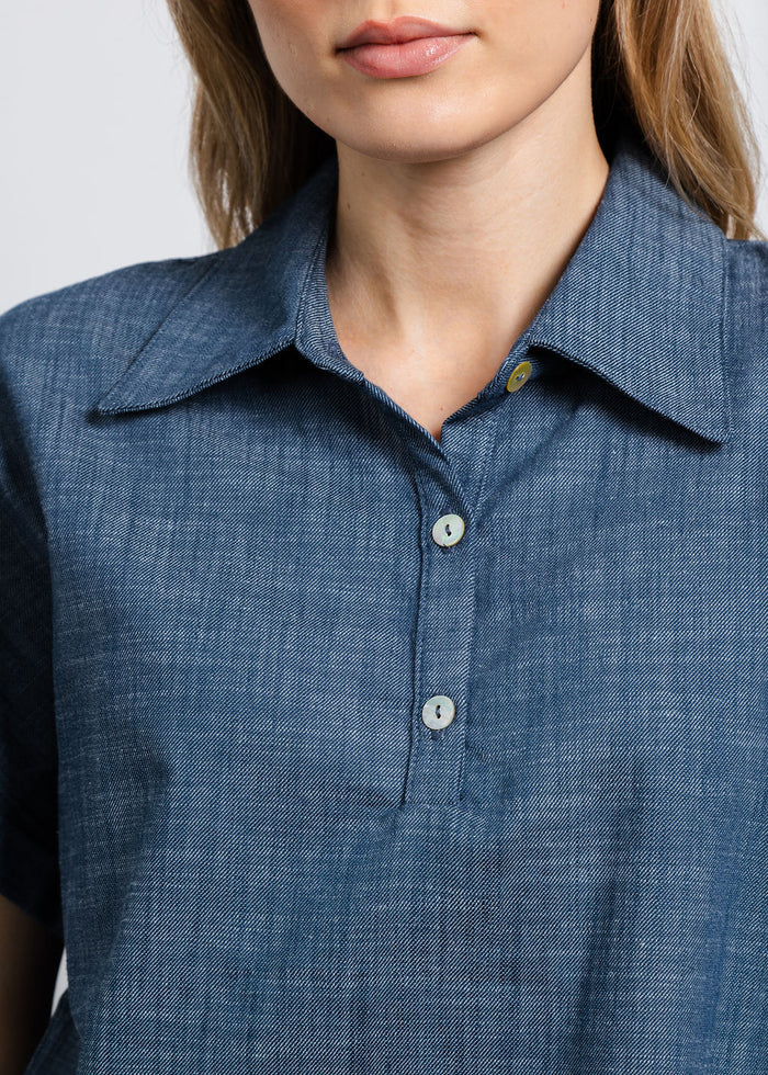 Nally & Millie Ariel Polo in Chambray available at Barbara Katz