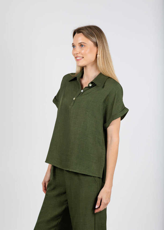Nally & Millie Ariel Polo in Olive available at Barbara Katz