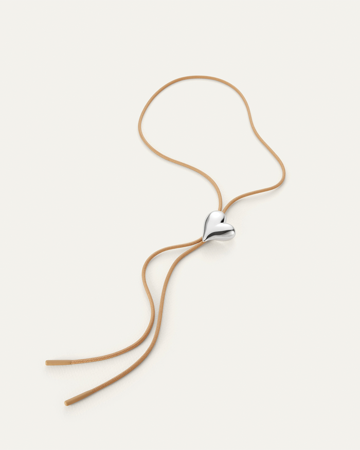 Jenny Bird Art Heart Bolo Tie Necklace in Silver available at Barbara Katz