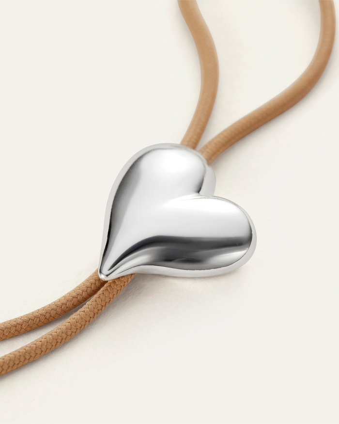 Jenny Bird Art Heart Bolo Tie Necklace in Silver available at Barbara Katz