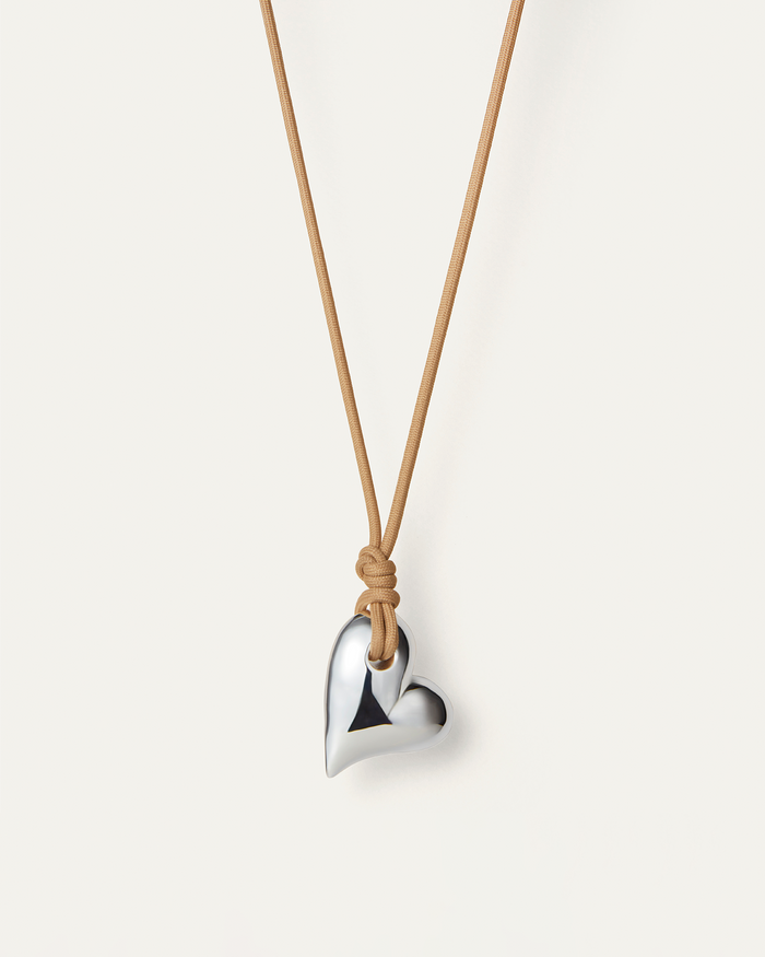 Jenny Bird Art Heart On A String Necklace in Silver available at Barbara Katz