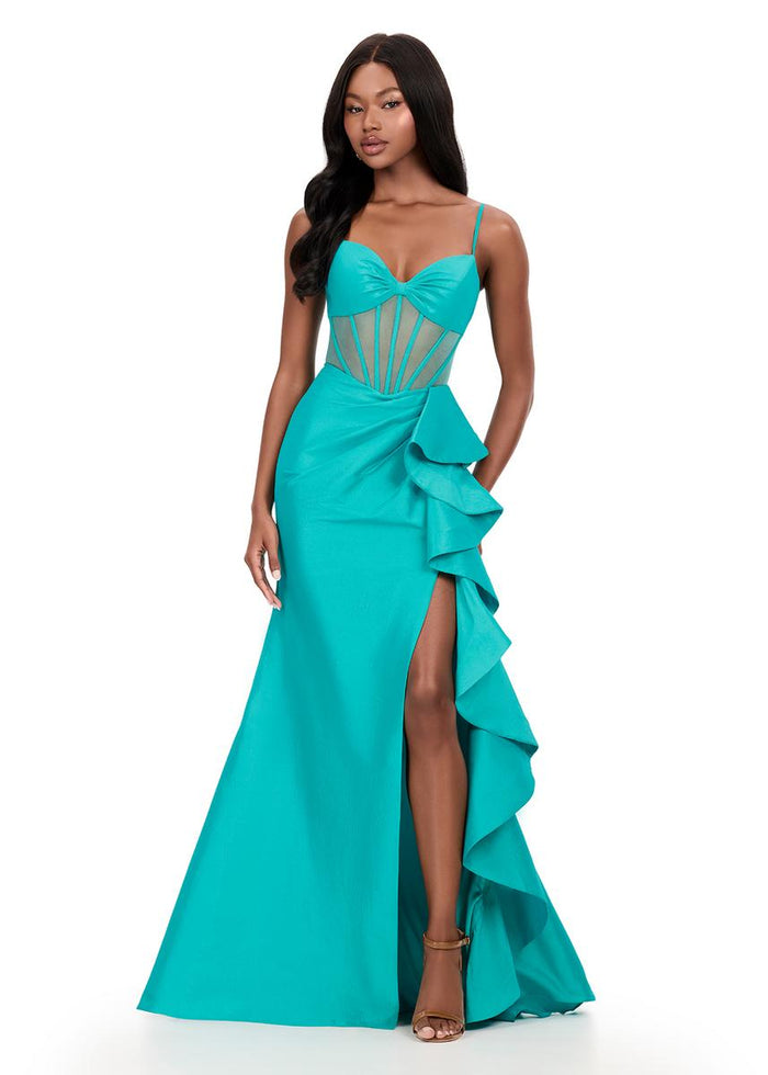 ASHLEYlauren Illusion Corset Prom Dress 12213