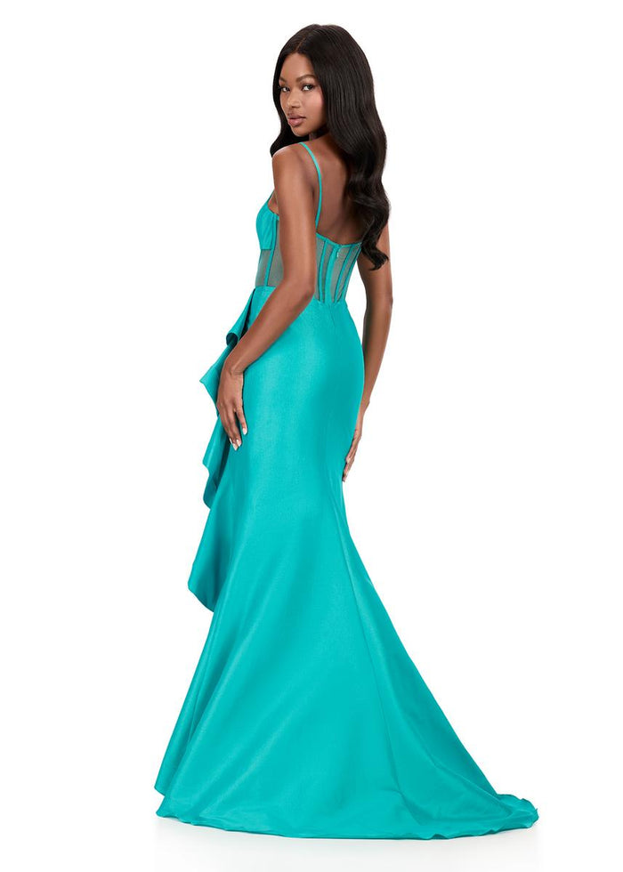 ASHLEYlauren Illusion Corset Prom Dress 12213
