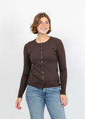 Goldie Audrey Crew Cardigan in Coffee available at Barbara Katz