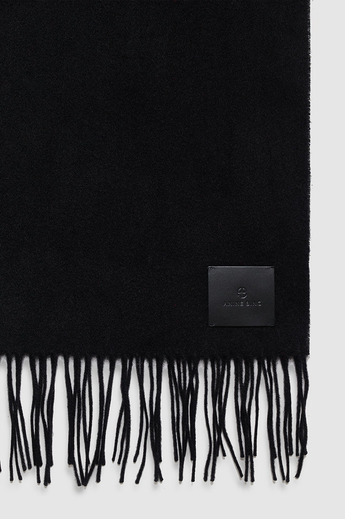 ANINE BING Augustina Scarf - Black Wool - detail view